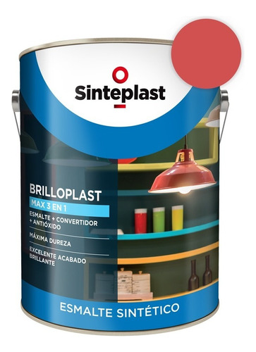 Esmalte Sintético + Convertidor Brilloplast 3 En 1 4lts Color Bermellon Oscuro