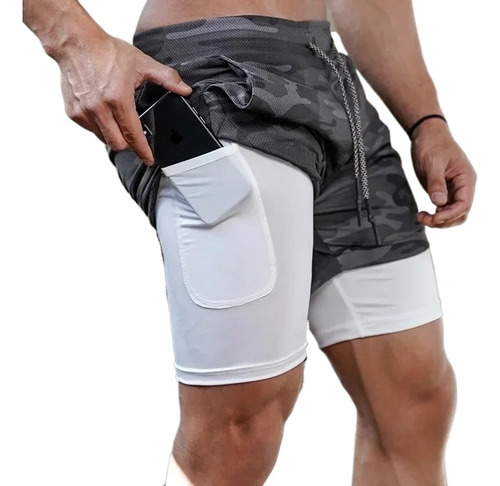 2 Uds S-5xl Pantalones Cortos For Correr For Hombre 2 En 1