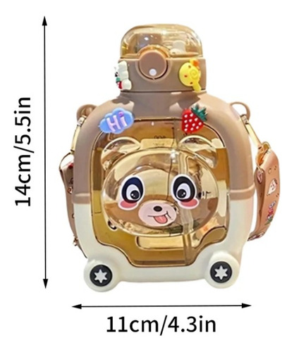 Botella Cantimplora Carro Con Estampas Y Reloj De 1lt