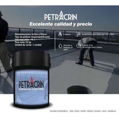 Imagen 8 de 10 de Combo Membrana Liquida 20 Kg X 2 Transitable Elastomerica