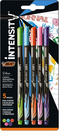 Kit 5 Caneta Hidrográfica 0.4mm Bic Intensity 5 Cores - Bic