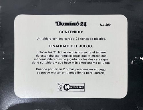 Antiguo Juego De Mesa Domino 21 Montecarlo No.300 De 1980 (Usado)