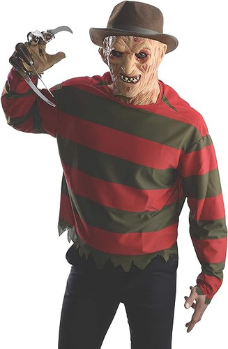 Men S Nightmare Elm St Freddy Krueger Costume Shirt With Mas