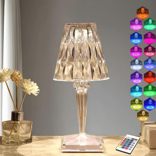 Set De Lámpara De Mesa De Cristal Con Luz Táctil Led De Noc