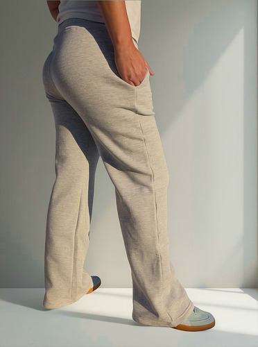 Pantalón Jogging Jogger Palazzo Mujer Algodón Con Friza