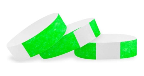 100 Pulseras Tyvek Verde Neón (sin Impresión) Eventos!