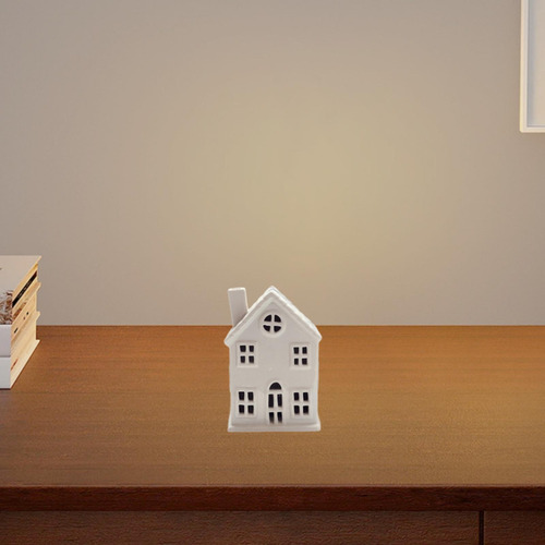 Ceramic Light Up Christmas House Figurine Desktop 9x6x13cm