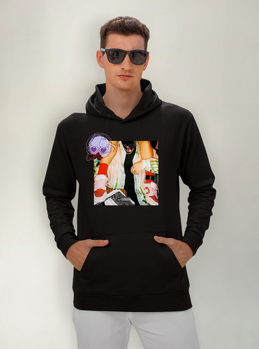 Sudadera Negra Con Bolsa Frontal Rap Mora Noche Loca