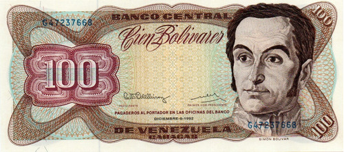 Billete 100 Bolívares 8 De Diciembre 1992 Serial G8
