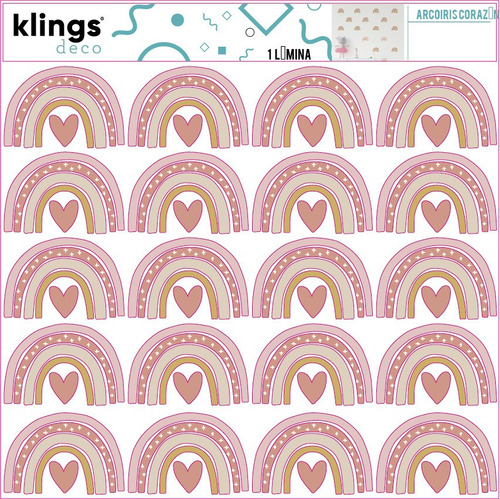Imagen 2 de 3 de Vinilos Decorativos Infantil Arcoiris Pastel Trama Corazon