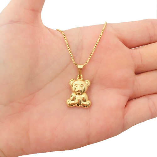 Gargantilha Feminina Pingente Ursinho Gummy Bear Banhado Cor Dourado