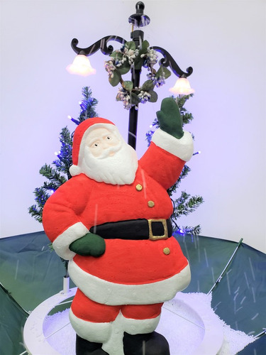 Imagen 2 de 3 de Sombrilla Navideña Santa Claus Luz Led Y Caída De Nieve