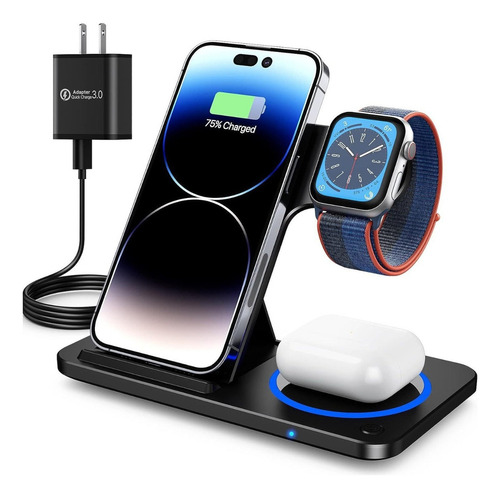 Cargador Inalámbrico 3 En 1 Para iPhone/iwatch/AirPods