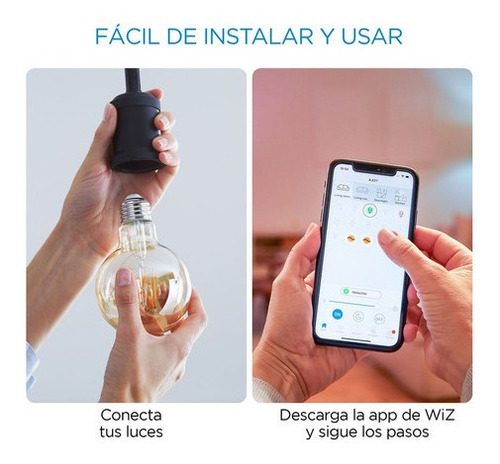 Imagen 4 de 6 de Foco Led Inteligente Wifi Wiz Cálida/fría 9w E27 X4 Unidades