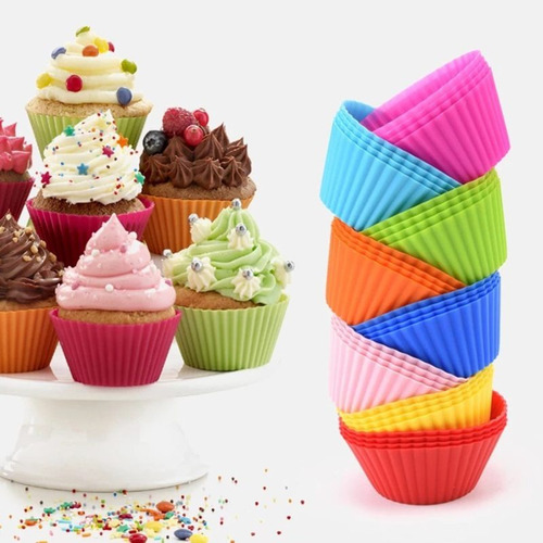 Kit 12 Mini Formas Silicone Cupcake Bolo Muffin Assadeira