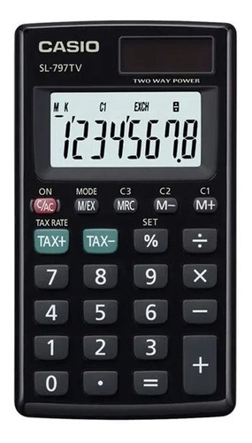 Calculadora Casio De Bolsillo De 8 Dígitos C/tax Sl-797tvbk