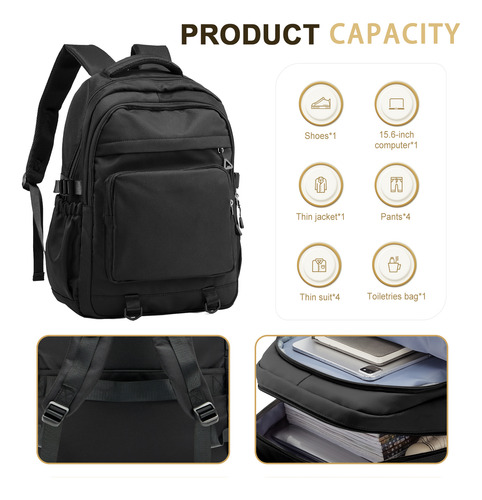 Mochila De Viaje Grande Para Hombre Y Mujer, Mochila Para Portátil De 15.6 Pulgadas, Talla M