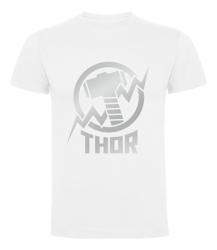 Polera Marvel Thor Blanca Unisex Diseño Colores