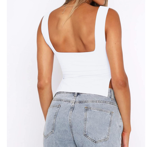 Camiseta De Mujer De Moda Chaleco Corto Sin Mangas Cuello V