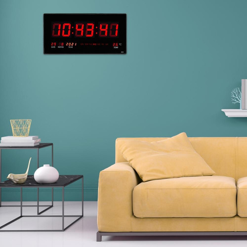 Imagen 5 de 9 de Moderno Reloj De Pared Digital Grande Led Temperatura De Esc