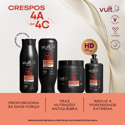 Kit Vult Cabelos Crespos Shampoo Condicionador Máscara Creme