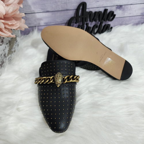 Mules Kurt Geiger Flats Negras Aguila Nuevas Originales