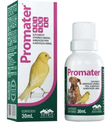 Suplemento Promater Cães Gatos Aves Reprodução 30ml - Vetnil