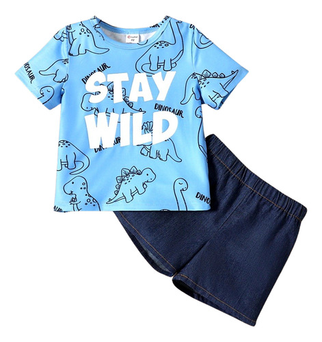Conjunto De Short Para Niño Varios Modelos Azul Acero Lisa 3