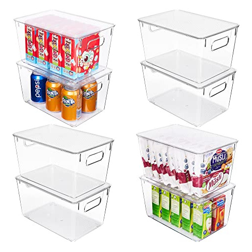 8 Pack Clear Stackable Storage Bins With Lids, Large Pl...