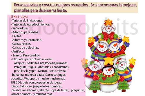 Mega Kit Imprimible Navidad Candy Bar Cotillon Tarjetas Deco