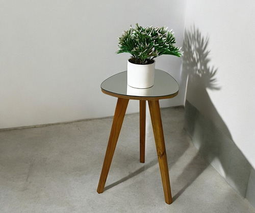 Mesa Canto E Apoio Lateral Orgânica Espelhada Paris Mirror Cor Prateado