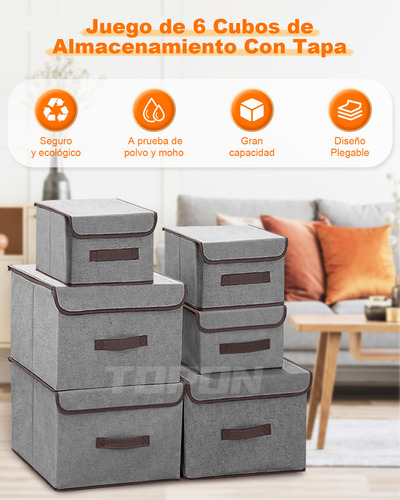 Cajas Organizadoras 8 Unidades De Tela Plegable C/ Tap Topon