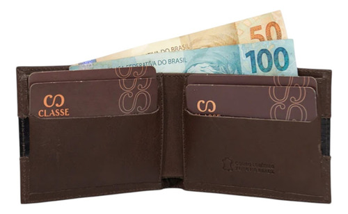 Carteira Masculina De Couro Slim Sem Fecho Classe Cor Preto M261 Desenho Do Tecido Liso