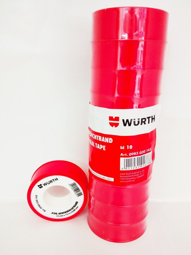 Imagen 1 de 3 de 10 Cinta Teflón 12mm X 12mt X 0.08 Mm Wurth