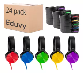 Eduvy Bulk Headphones For Classroom, Paquete 24 Auriculares