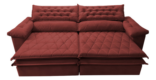Sofá Retrátil, Reclinável Molas Ensacada Cama inBox Botonê 2,12m Espuma Viscoelástico Suede Vermelho