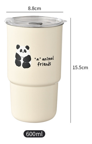 Taza Térmica De Acero 600 Ml Con Tapa Y Popote
