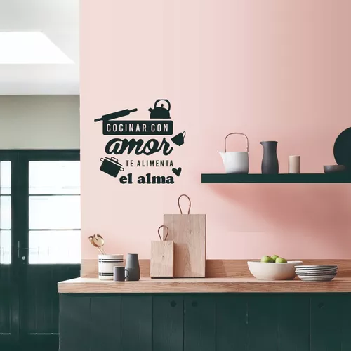 vinilos frases cocina - vinilo receta felicidad - Murales de pared