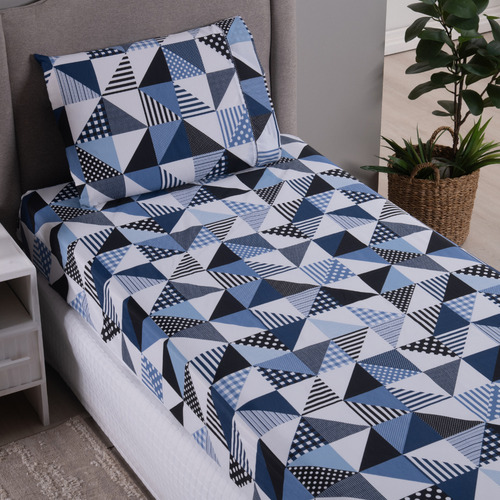 Jogo De Lençol Elástico Solteiro 2 Pc Estampado Cama Box Cor Geométrico Desenho Do Tecido Estampas