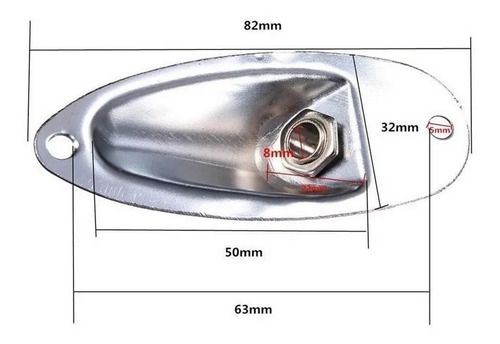 Jack Plate Oval Cilíndrico Cromada Para Guitarra