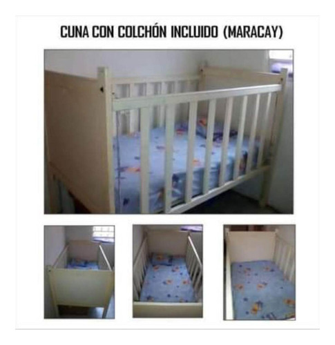 Cuna Para Bebé De Madera Con Colchón, Bañera Y Coche