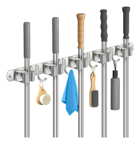 Soporte Para Escobas 5 Racks 4 Hooks Marca No Especificada G