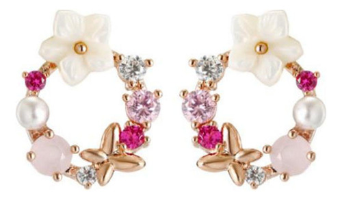 Pendientes B A La Moda Para Mujer Con Forma De Flor Y Perlas