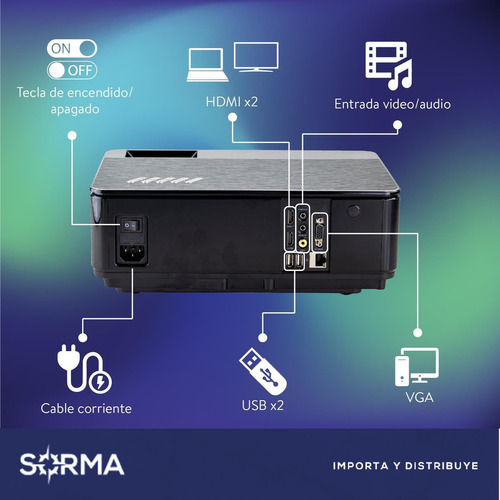 Imagen 3 de 9 de Proyector Starvision Hd 1080 Led 3500 Lumens Hdmi Usb