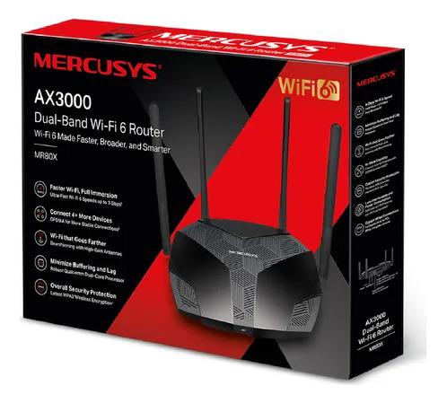 Router Mercusys Mr80x Ax3000 Fibra Gigabit Dualband Wifi 6