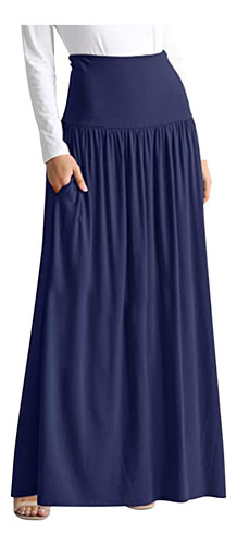 Vestido De Falda Para Mujer, Cintura Alta, Color, Falda Con