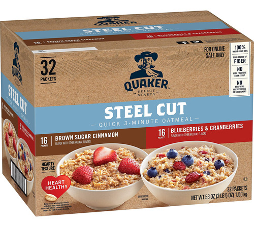 Quaker - Avena Steel Cut Quick 3 Minute, Paquete Variado De