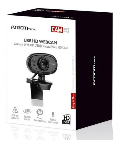 Cámara Web Hd Con Micrófono Integrado Argom Tech Usb Nuevas