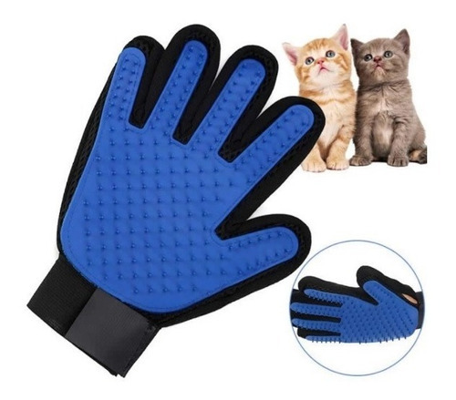 Guante Para Peinar Masajear Bañar Perros Gatos Negro Conazul Color Negro con Azul