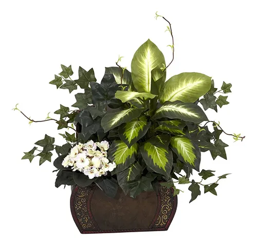 Casi Natural 6684 Violeta Africana, Dieffenbachia Y Hiedra C